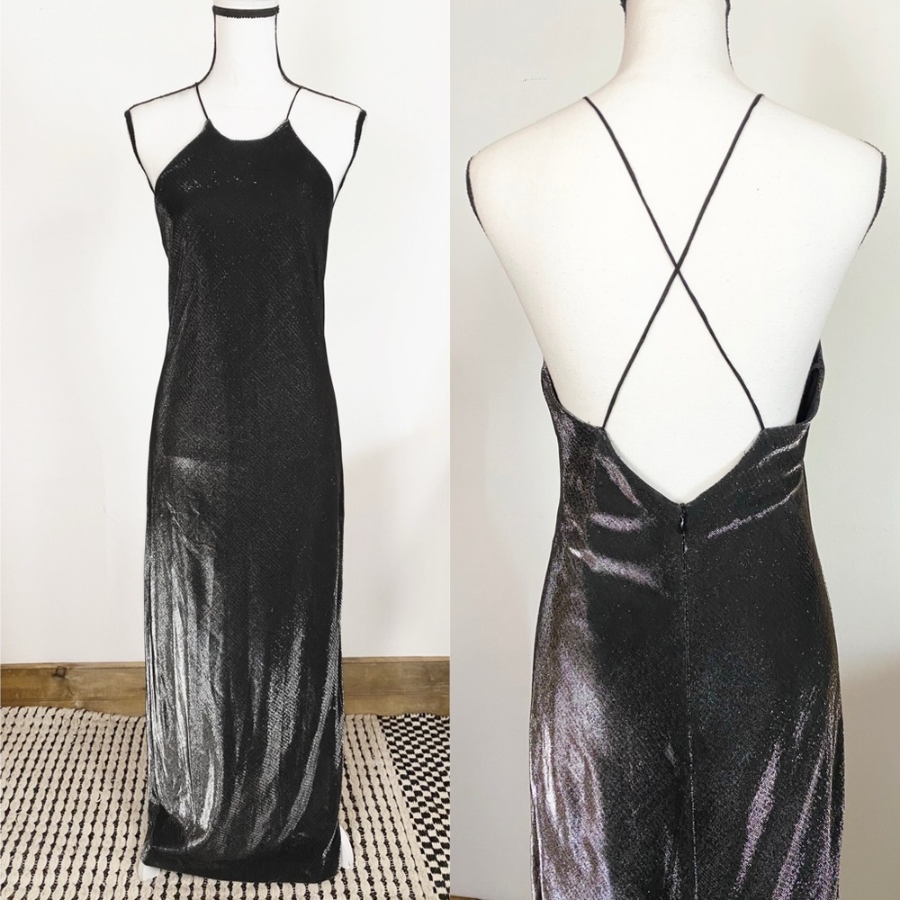 Vtg 90s Y2K Laundry by Shelli Segal Formal Long Dress Sparkly Womens size 8